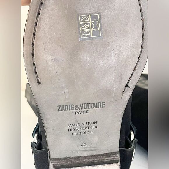Zadig and Voltaire black suede tall cowboy harness boots French 40/US 9 - Picture 9 of 15